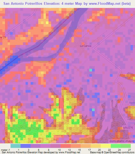 San Antonio Potrerillos,El Salvador Elevation Map