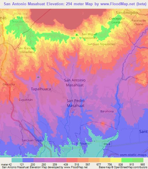 San Antonio Masahuat,El Salvador Elevation Map