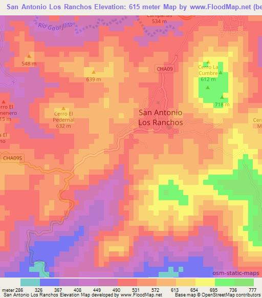 San Antonio Los Ranchos,El Salvador Elevation Map