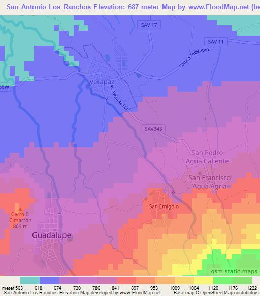 San Antonio Los Ranchos,El Salvador Elevation Map