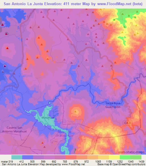 San Antonio La Junta,El Salvador Elevation Map