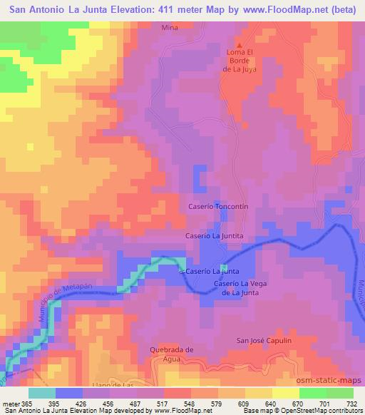 San Antonio La Junta,El Salvador Elevation Map