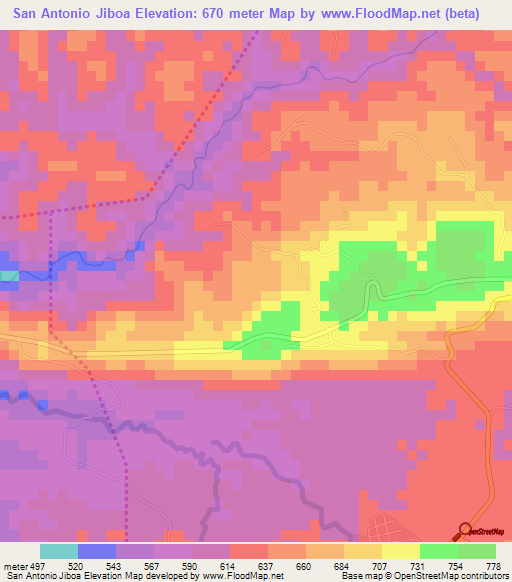 San Antonio Jiboa,El Salvador Elevation Map