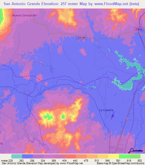 San Antonio Grande,El Salvador Elevation Map