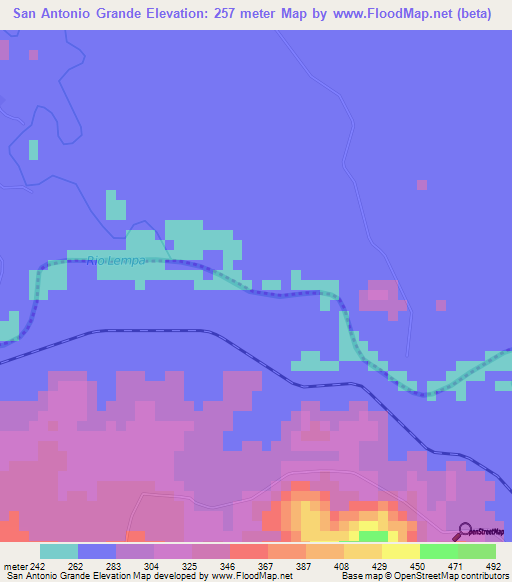 San Antonio Grande,El Salvador Elevation Map