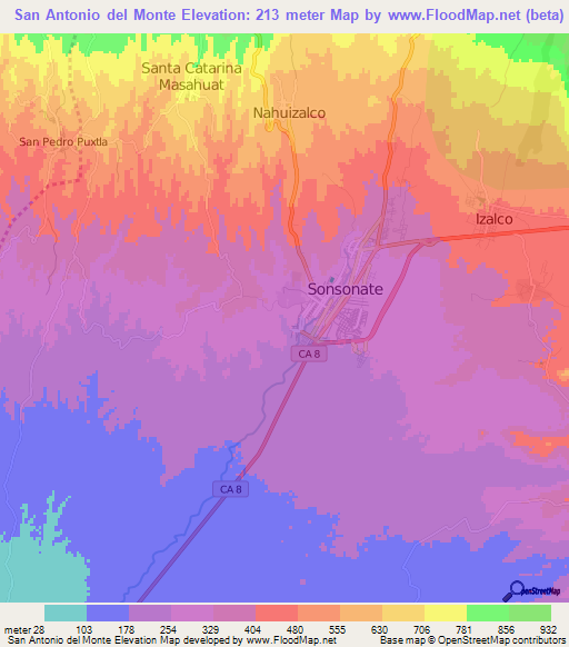 San Antonio del Monte,El Salvador Elevation Map