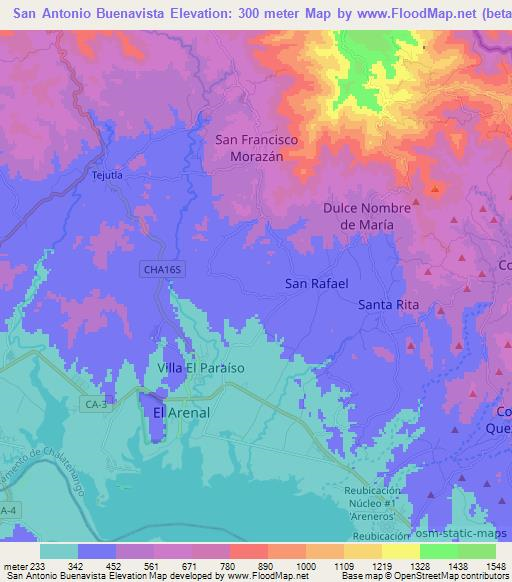 San Antonio Buenavista,El Salvador Elevation Map
