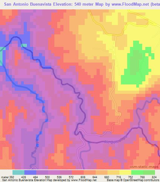 San Antonio Buenavista,El Salvador Elevation Map