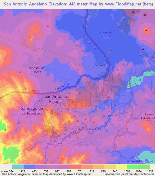 San Antonio Angeleno,El Salvador Elevation Map