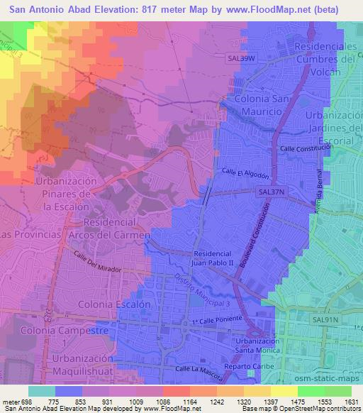 San Antonio Abad,El Salvador Elevation Map