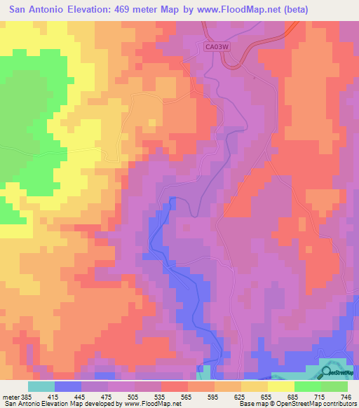 San Antonio,El Salvador Elevation Map