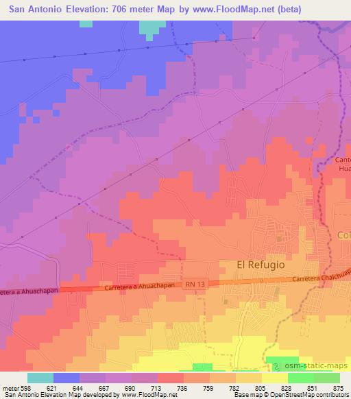 San Antonio,El Salvador Elevation Map