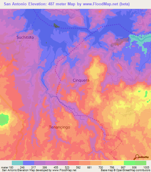 San Antonio,El Salvador Elevation Map