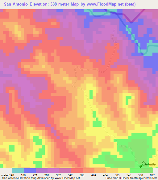 San Antonio,El Salvador Elevation Map