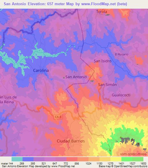 San Antonio,El Salvador Elevation Map