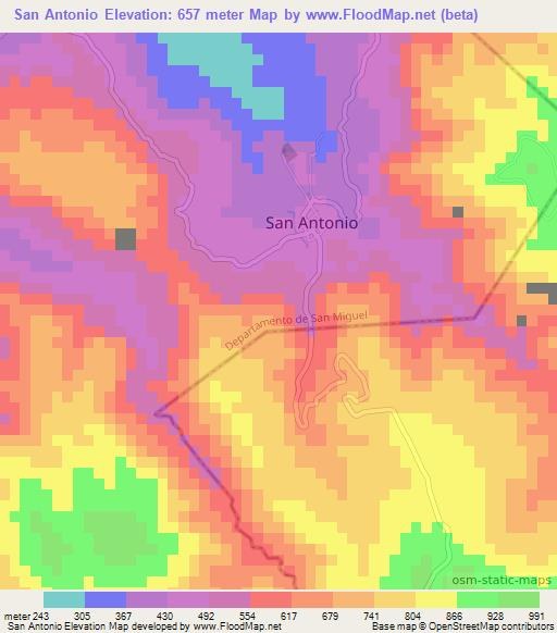 San Antonio,El Salvador Elevation Map