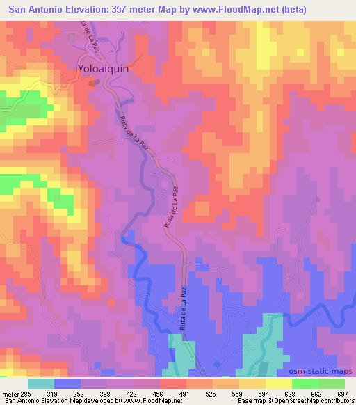 San Antonio,El Salvador Elevation Map