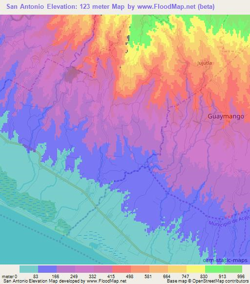San Antonio,El Salvador Elevation Map