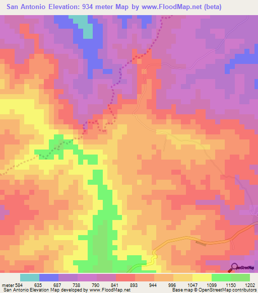 San Antonio,El Salvador Elevation Map