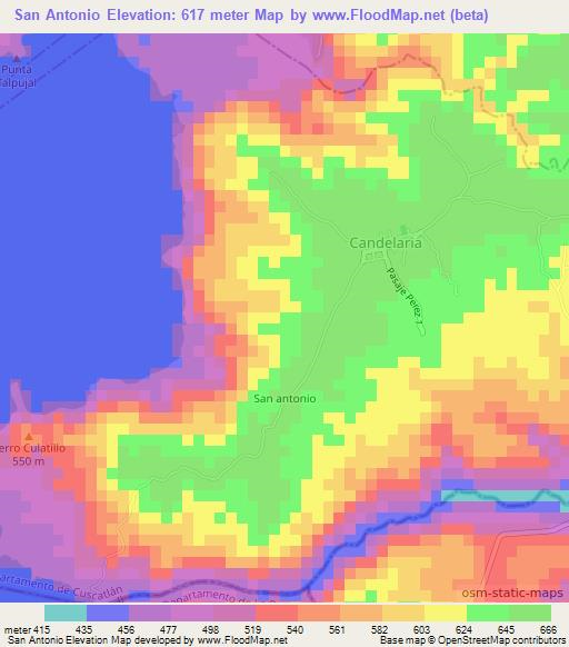 San Antonio,El Salvador Elevation Map