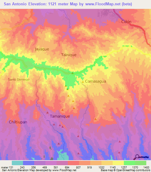 San Antonio,El Salvador Elevation Map