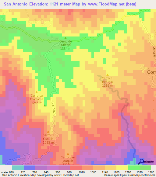 San Antonio,El Salvador Elevation Map