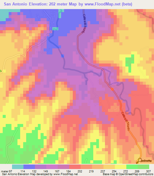 San Antonio,El Salvador Elevation Map