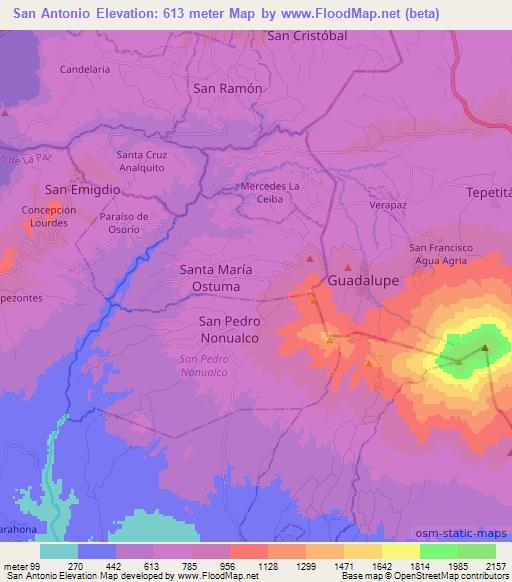San Antonio,El Salvador Elevation Map