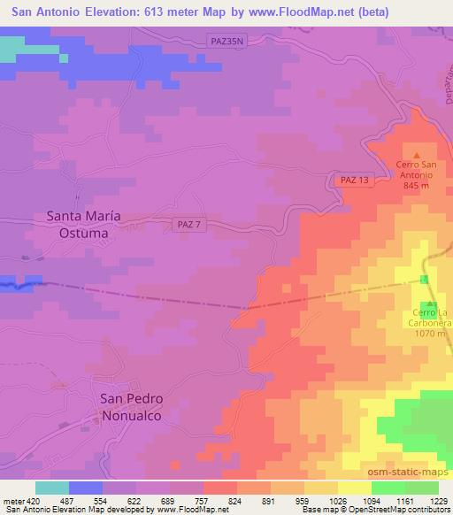San Antonio,El Salvador Elevation Map