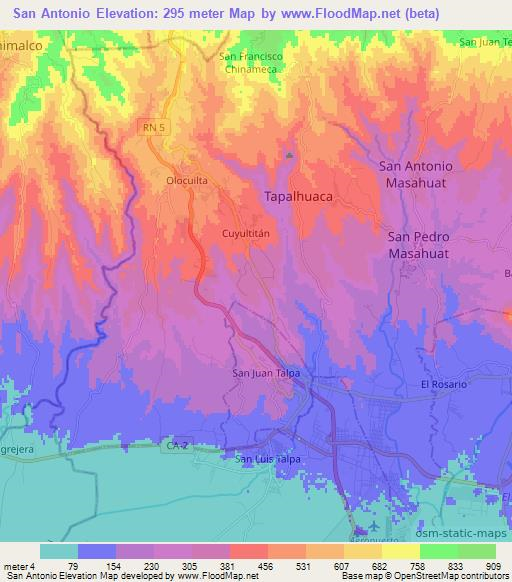 San Antonio,El Salvador Elevation Map