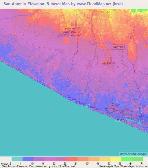 San Antonio,El Salvador Elevation Map