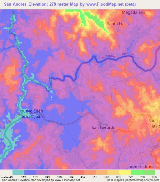 San Andres,El Salvador Elevation Map