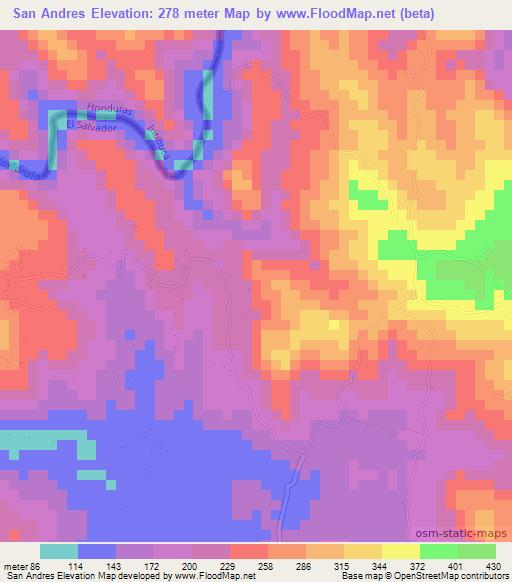 San Andres,El Salvador Elevation Map