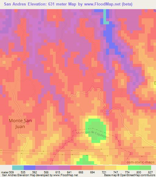 San Andres,El Salvador Elevation Map