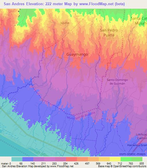 San Andres,El Salvador Elevation Map