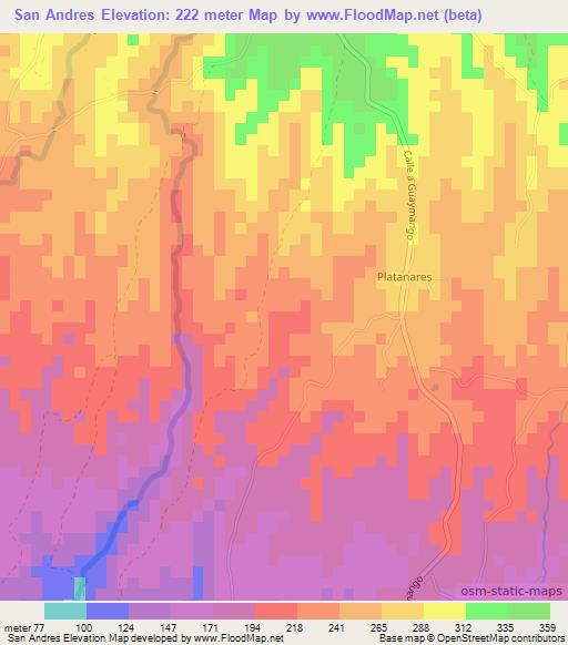 San Andres,El Salvador Elevation Map