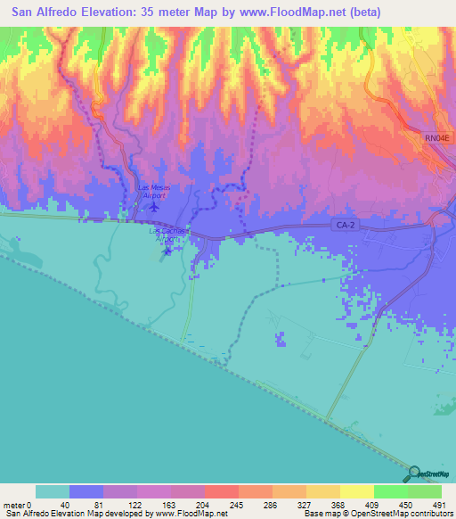 San Alfredo,El Salvador Elevation Map