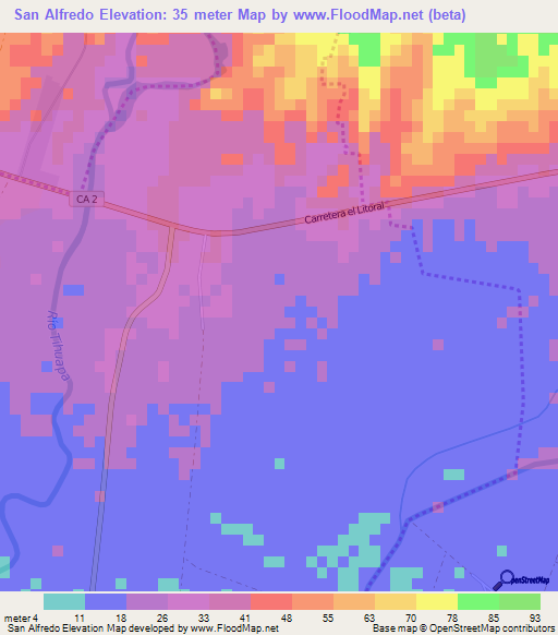 San Alfredo,El Salvador Elevation Map
