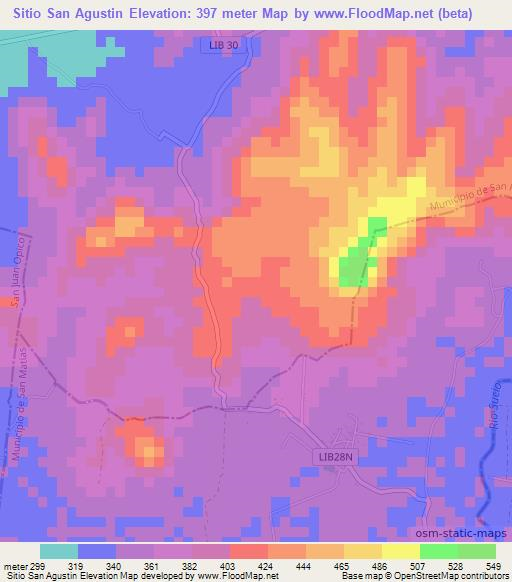 Sitio San Agustin,El Salvador Elevation Map