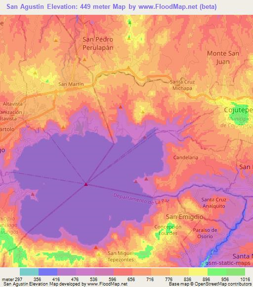 San Agustin,El Salvador Elevation Map