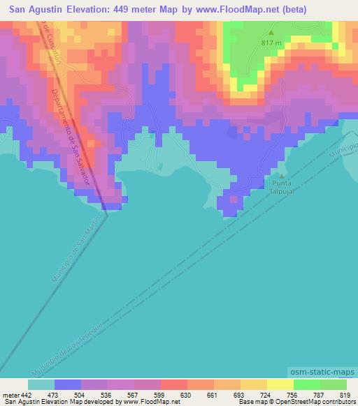 San Agustin,El Salvador Elevation Map
