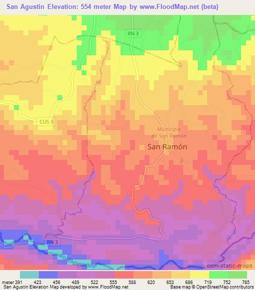 San Agustin,El Salvador Elevation Map