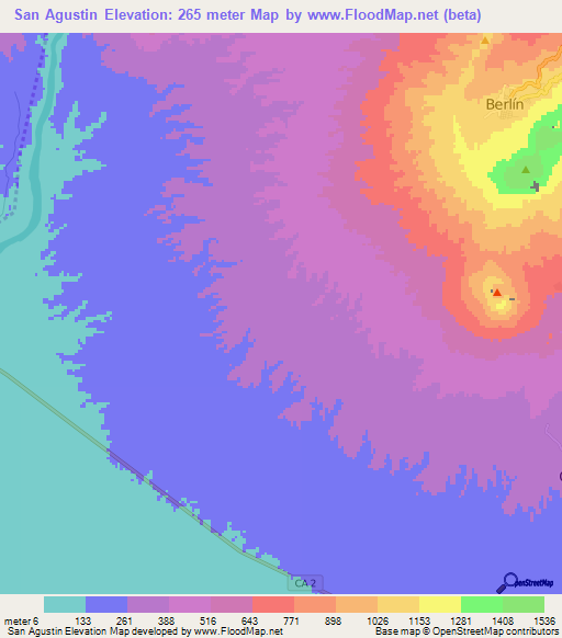 San Agustin,El Salvador Elevation Map