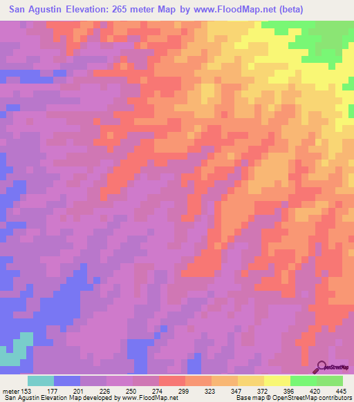 San Agustin,El Salvador Elevation Map