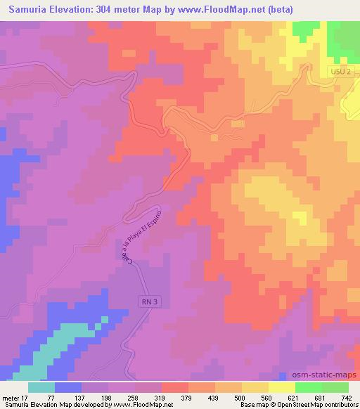Samuria,El Salvador Elevation Map