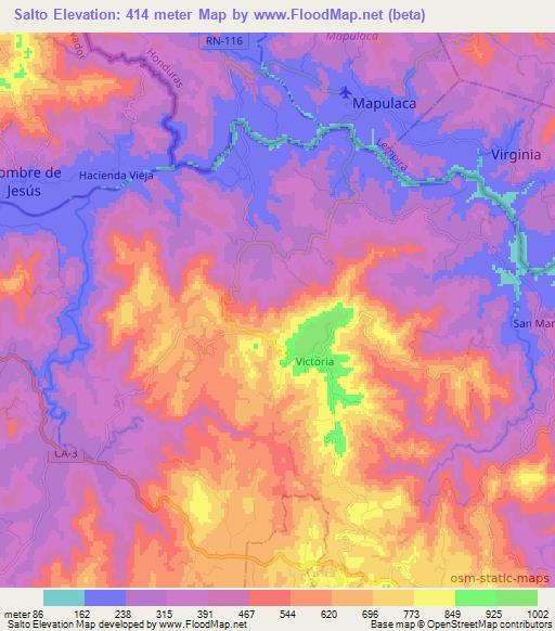 Salto,El Salvador Elevation Map