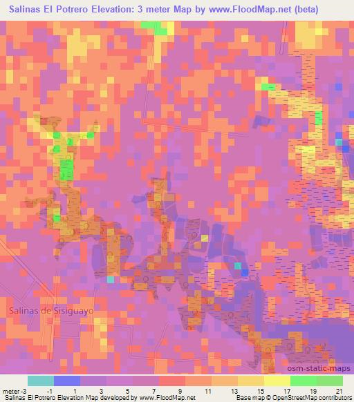 Salinas El Potrero,El Salvador Elevation Map
