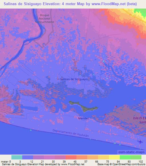 Salinas de Sisiguayo,El Salvador Elevation Map