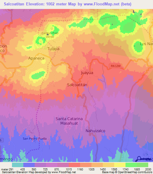 Salcoatitan,El Salvador Elevation Map