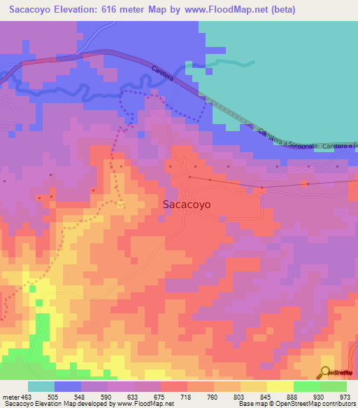 Sacacoyo,El Salvador Elevation Map
